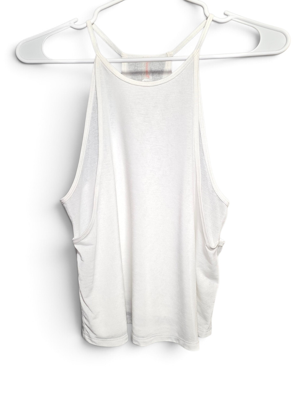 FP Movement by Free People White Cross Back Tank with Metallic Silver Motif S